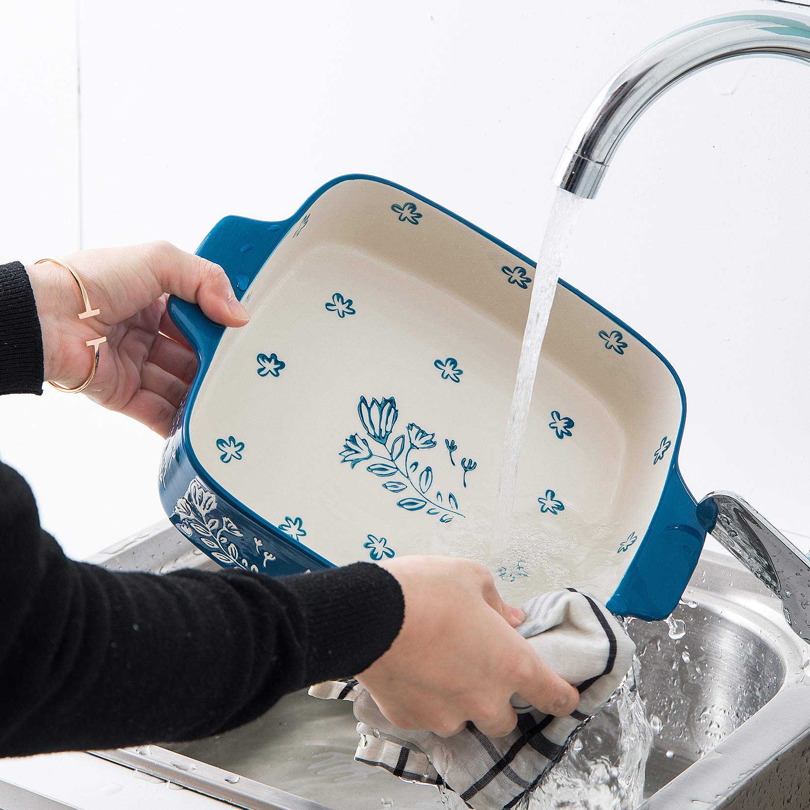 Wisenvoy Baking Dish 9X9 Baking Pan Ceramic Brownie Pan Casserole Dish 2-Pecs Lasagna Pan Square Bakeware Sets Dish Pan